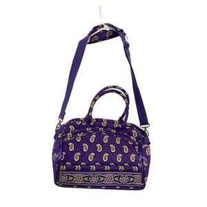 Vera Bradley Weekender Paisley Purple Quilted‎ Travel Bag Duffel Laptop Sleeve